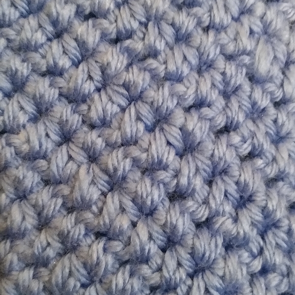 Artisan Handmade Crocheted Crochet Baby Blanket Blue White - Picture 5 of 11